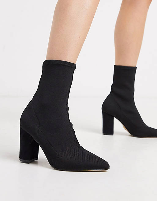 Lipsy knitted block heel boot in black | ASOS