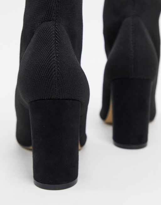 Lipsy knitted block heel boot in black