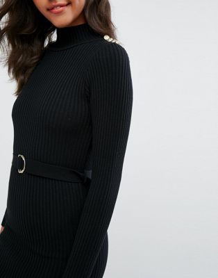 lipsy button sleeve knitted dress
