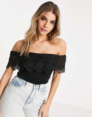 black structured bardot top