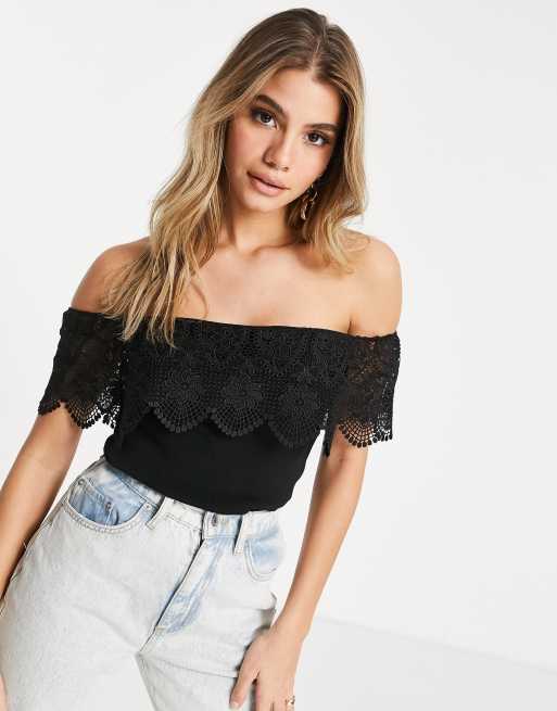 Lipsy lace 2025 bardot top