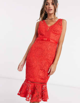 lipsy red lace dress