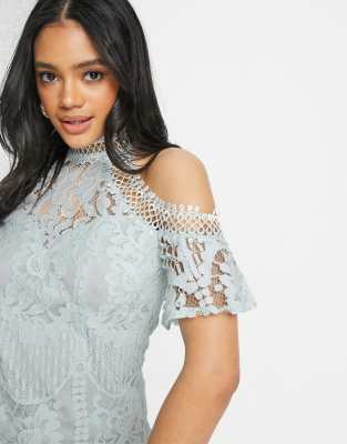 lipsy lace cold shoulder top