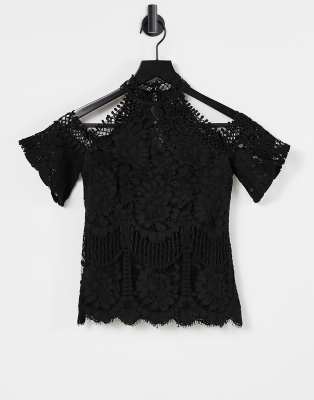 lipsy lace cold shoulder top