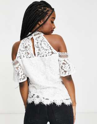 lipsy lace cold shoulder top