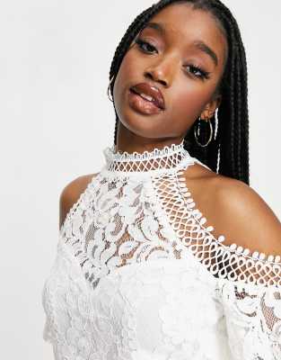 lipsy lace cold shoulder top
