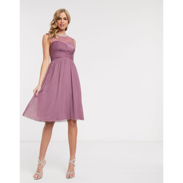 Lipsy lace embellished midi dress in pink