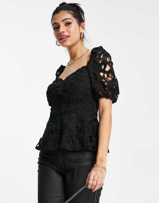 Lipsy Lace Top in Black