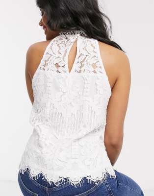 white lace halter neck top