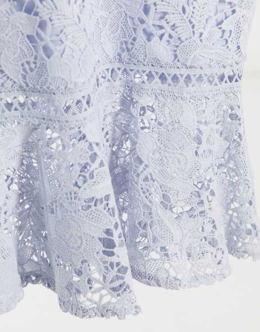 Lipsy lace midi dress with pephem in white