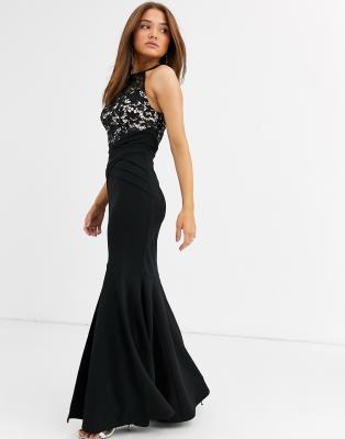 lipsy sequin built up maxi dress black