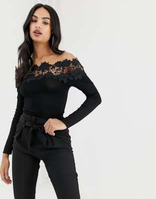 asos black bardot top