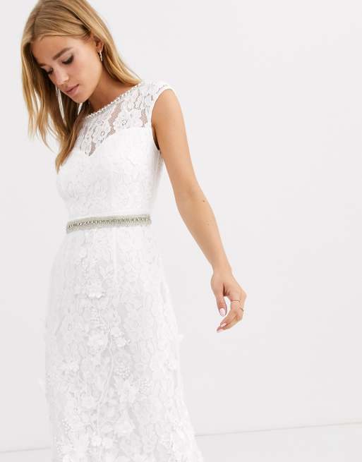 Lipsy lace with embellished maxi bridal dress, Ivory