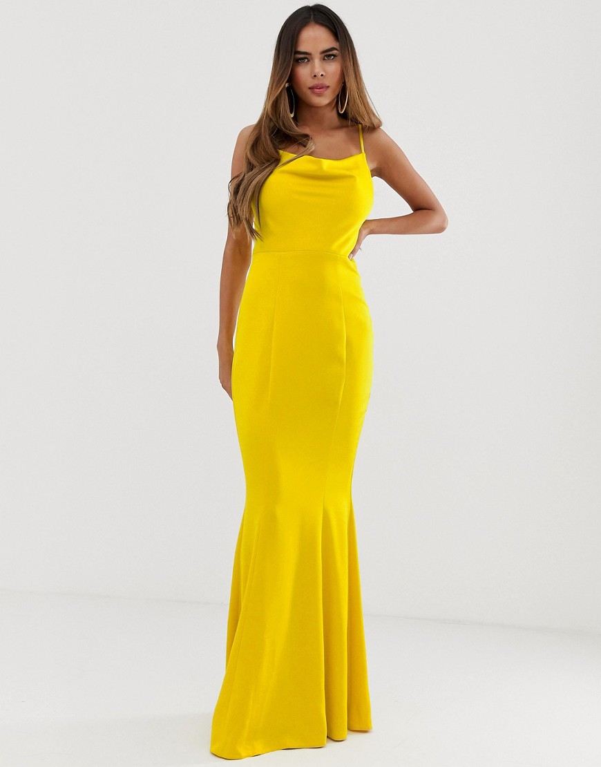 Lipsy - Lange jurk met gedrapeerde halslijn in geel