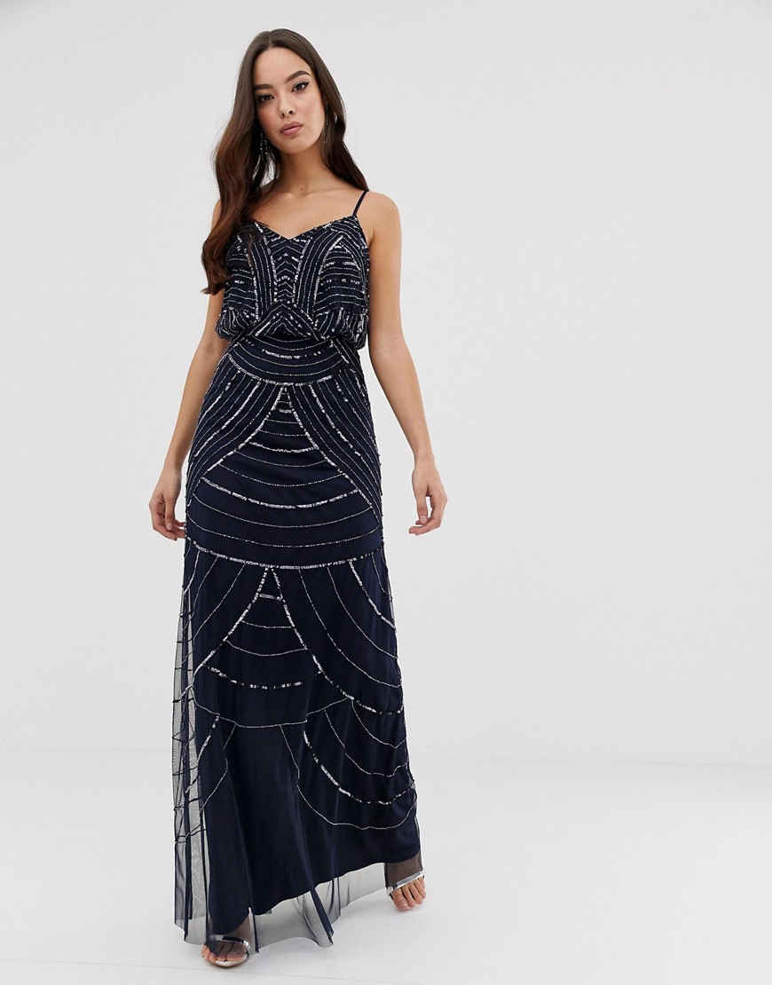 Lipsy - Lange jurk met kralen-Marineblauw