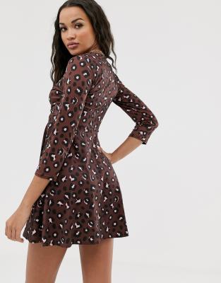 lipsy animal print wrap dress