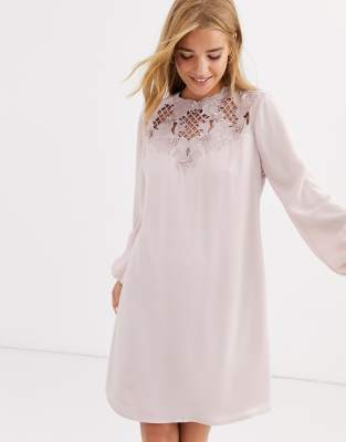 lipsy lace insert shift dress