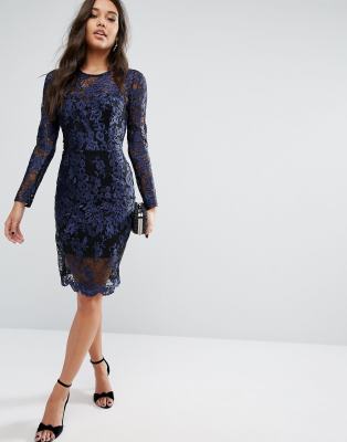 lipsy blue and black lace dress