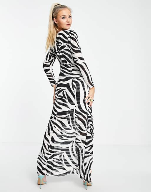 Lipsy long sleeve ruffle dress in zebra print Lipsy long sleeve ruffle dress in zebra print