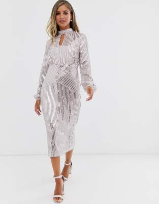 lipsy silver sequin dress