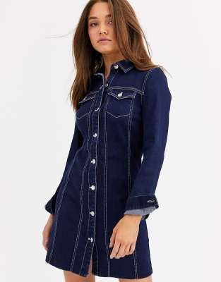 Lipsy long sleeve tailored denim dress 