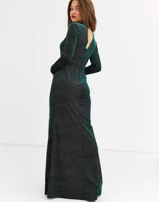 green glitter maxi dress