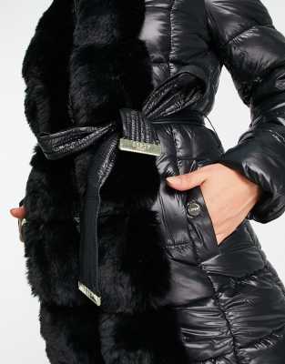 lipsy black waisted padded jacket