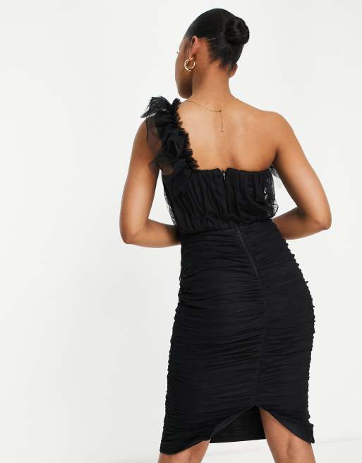 Buy Lipsy Black Ruffle Mesh Midi Dress from Next Luxembourg