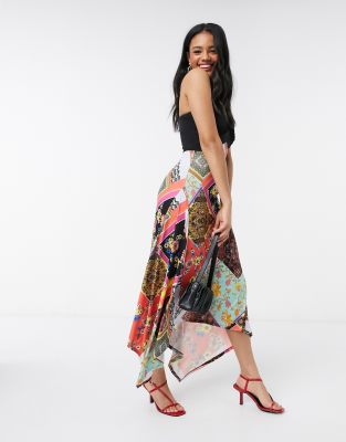 lipsy printed cold shoulder hanky hem dress