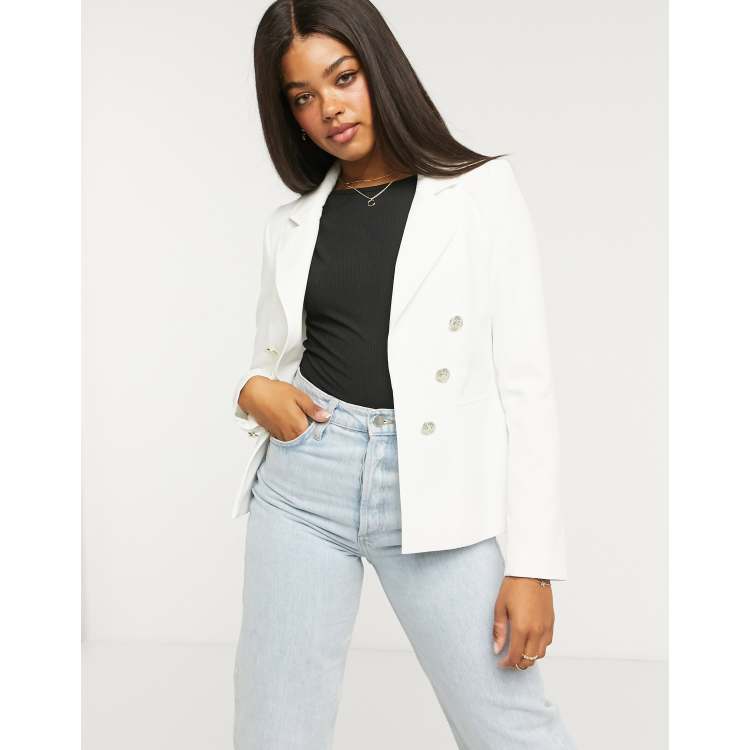 Lipsy military blazer jacket in white ASOS