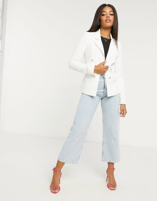 Lipsy military blazer jacket in white