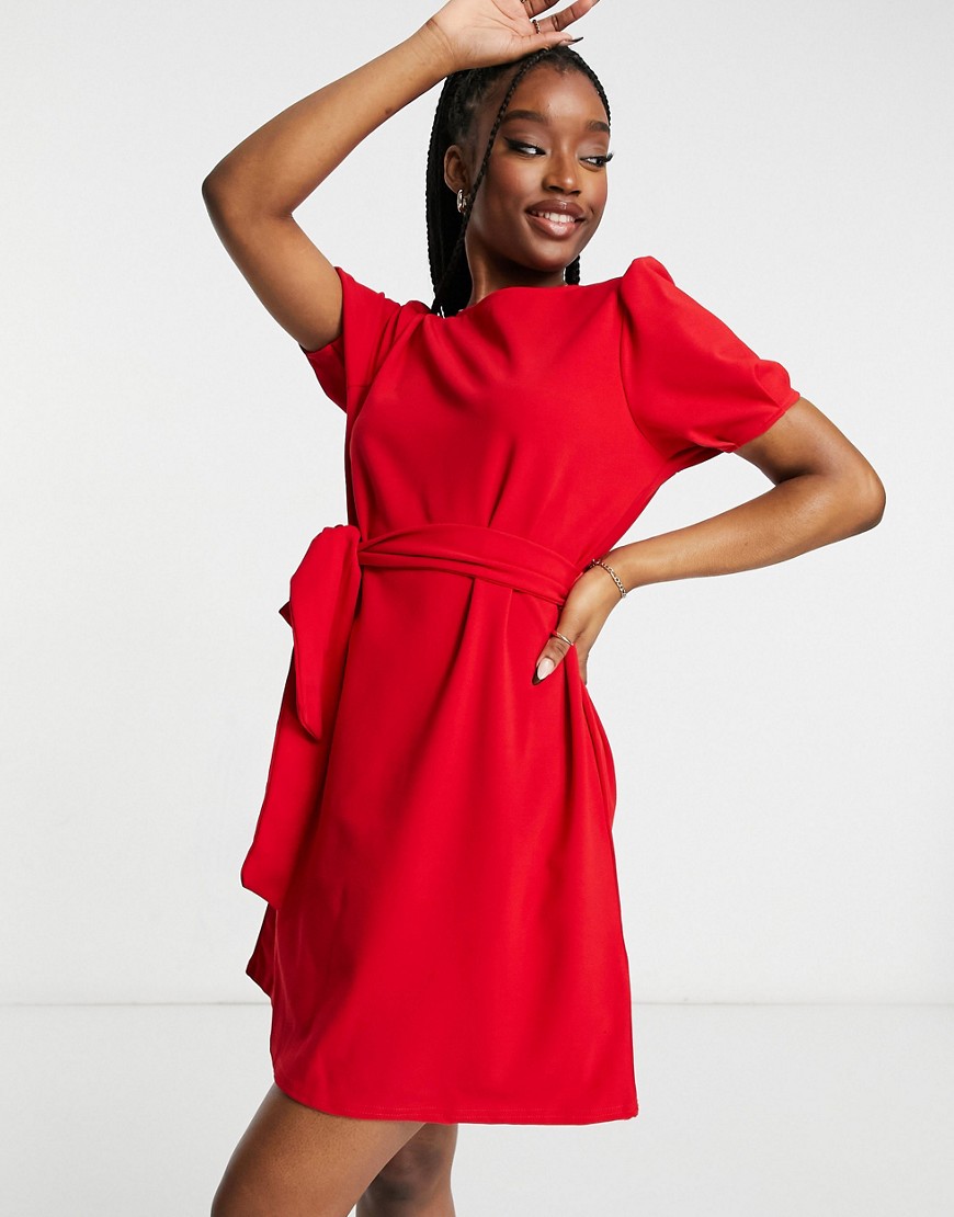 Lipsy - Mini-jurk met gestrikte taille in rood
