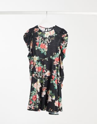 lipsy floral bardot skater dress