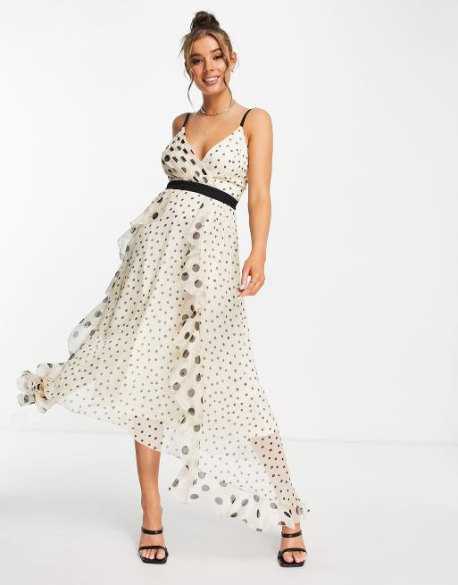 Lipsy mixed spot maxi dress in mono ASOS