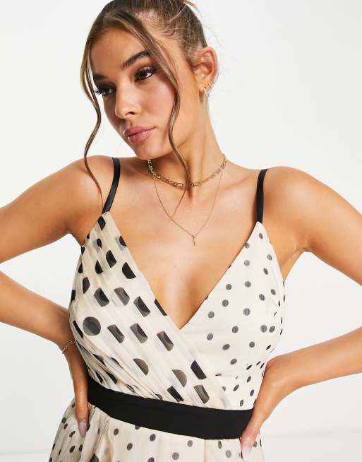 Lipsy mixed spot maxi dress in mono ASOS