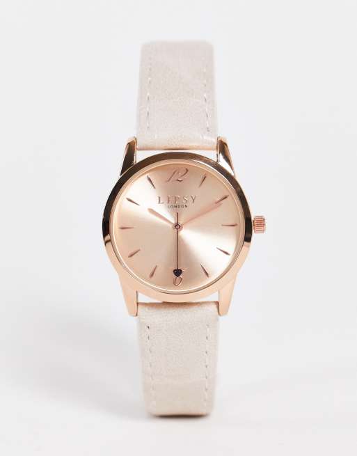 Lipsy mock croc watch in rose | ASOS