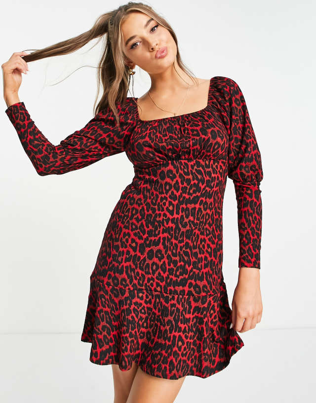 Lipsy mutton sleeve mini dress in print