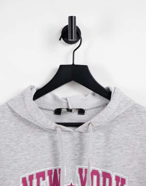 Grey slogan online hoodie