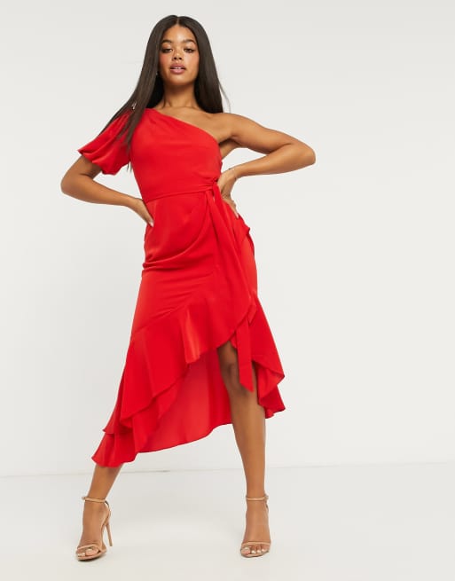 Lipsy ruffle hotsell wrap midi dress