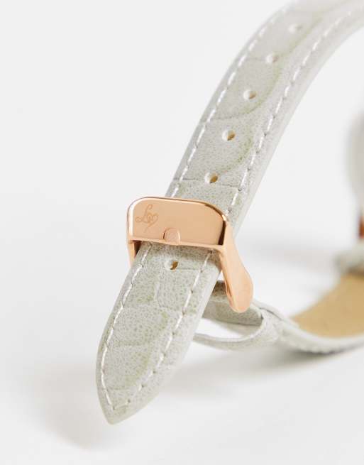 Lipsy - Orologio con cinturino in pelle e quadrante color oro rosa e argento, 4 di 4