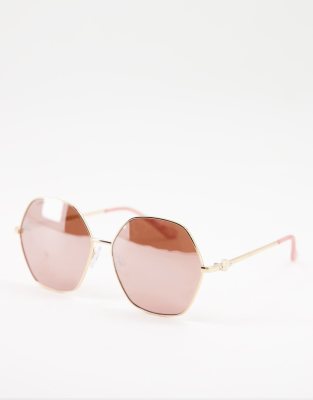 Lipsy Lipsy oversized hexagon sunglasses-Gold