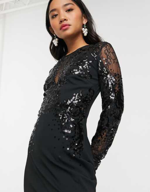 Lipsy petite sequin clearance built up maxi dress