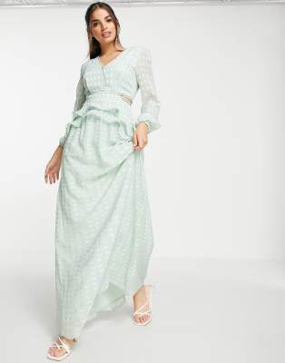 Lipsy Lipsy plunge maxi dress in soft mint-Green