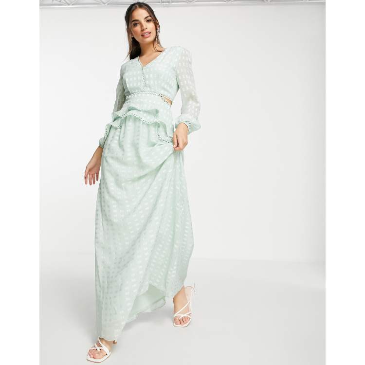 Lipsy long sleeve outlet sequin plunge maxi dress