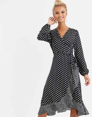 asos polka dot wrap dress