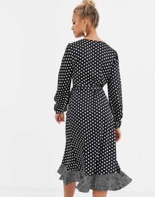 lipsy polka dot wrap dress