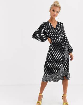 lipsy spot wrap dress