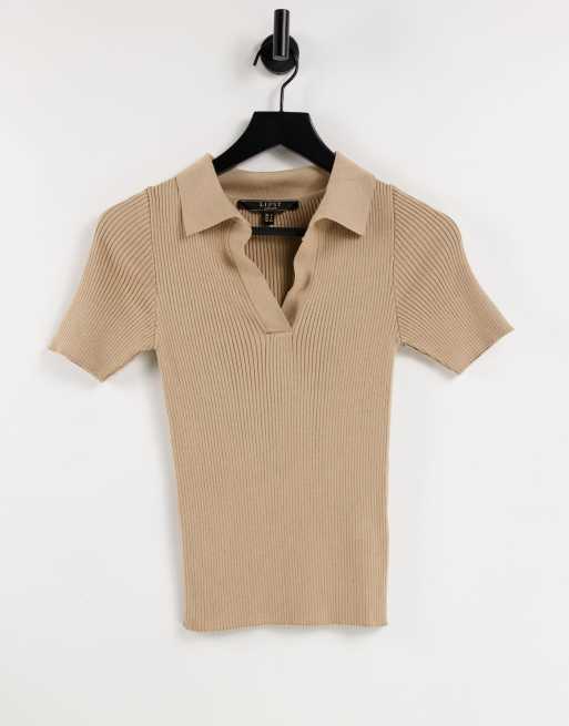 Lipsy - Polo manches courtes en maille - Camel