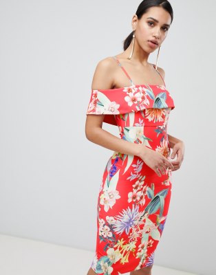 lipsy delilah printed bardot maxi