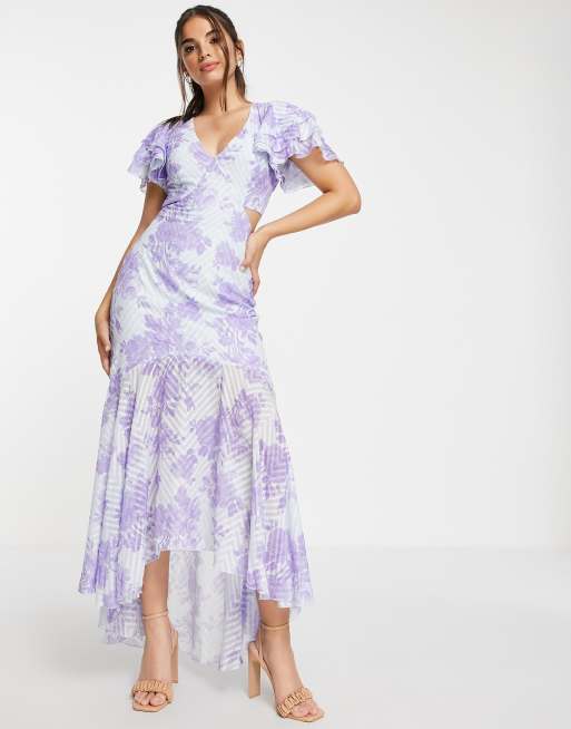 Lipsy printed plunge cut out maxi dress in purple floral